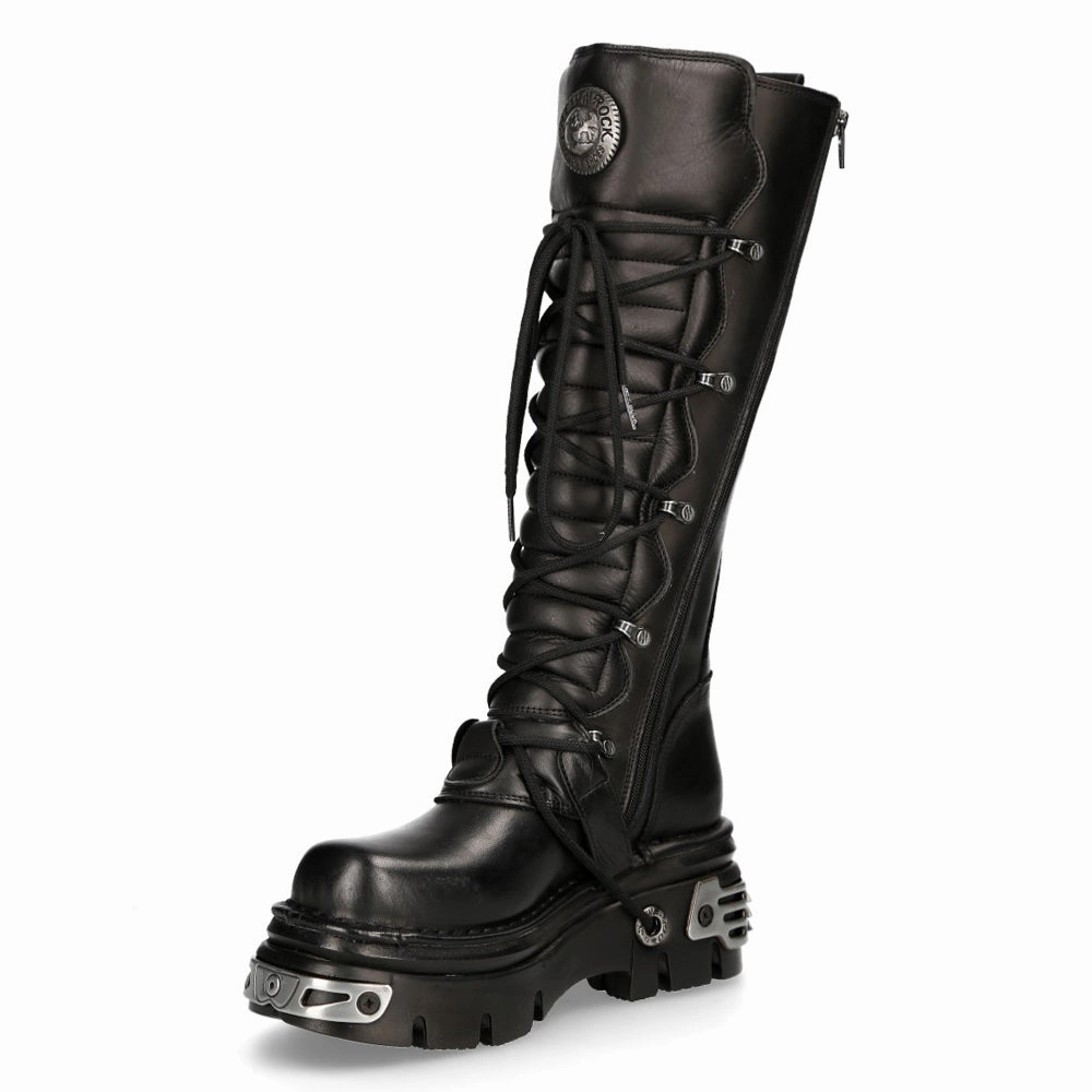 272 Metallic Goth Leather Buckle Boots Punk