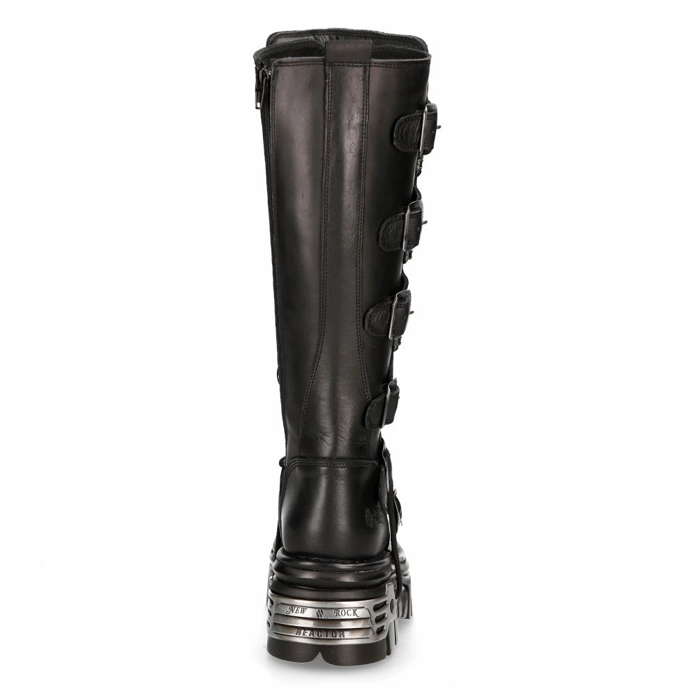 272 Metallic Goth Leather Buckle Boots Punk