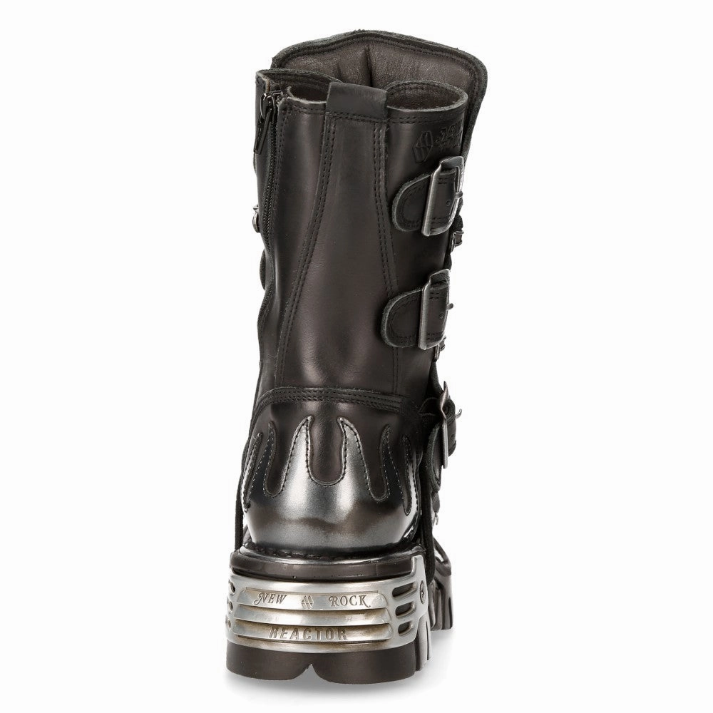 591-S2 Flame Leather Punk Goth Boots