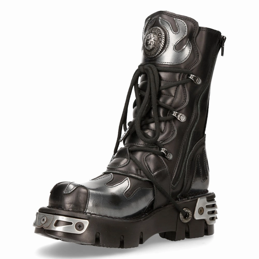 591-S2 Flame Leather Punk Goth Boots