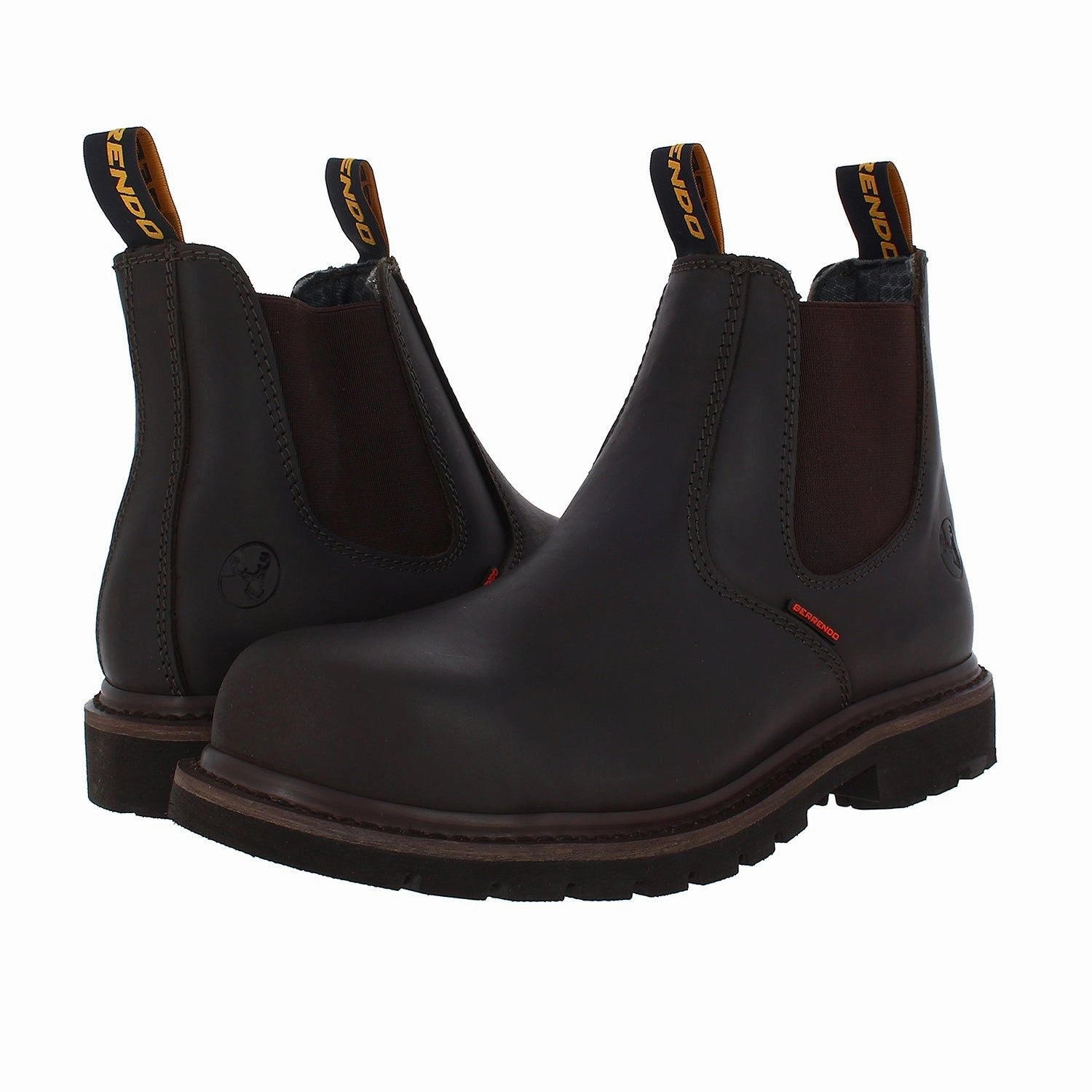 6" Steel Toe Work Boots for Men and Pull On Chelsea and Electrical Hazard and Oil and Slip Resistant