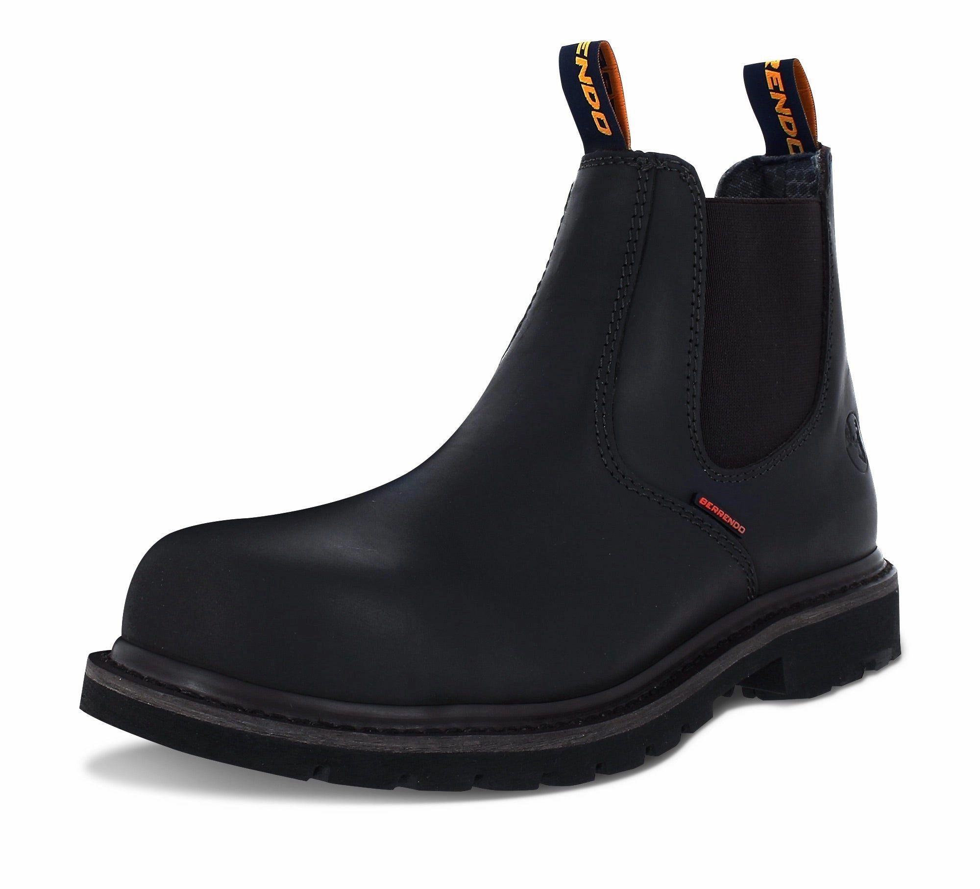 6" Steel Toe Work Boots for Men and Pull On Chelsea and Electrical Hazard and Oil and Slip Resistant