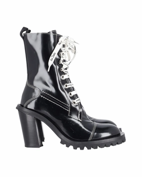 Acne Studios Laced-Up Combat Boots in Black Patent Leather Womens Boots sale online