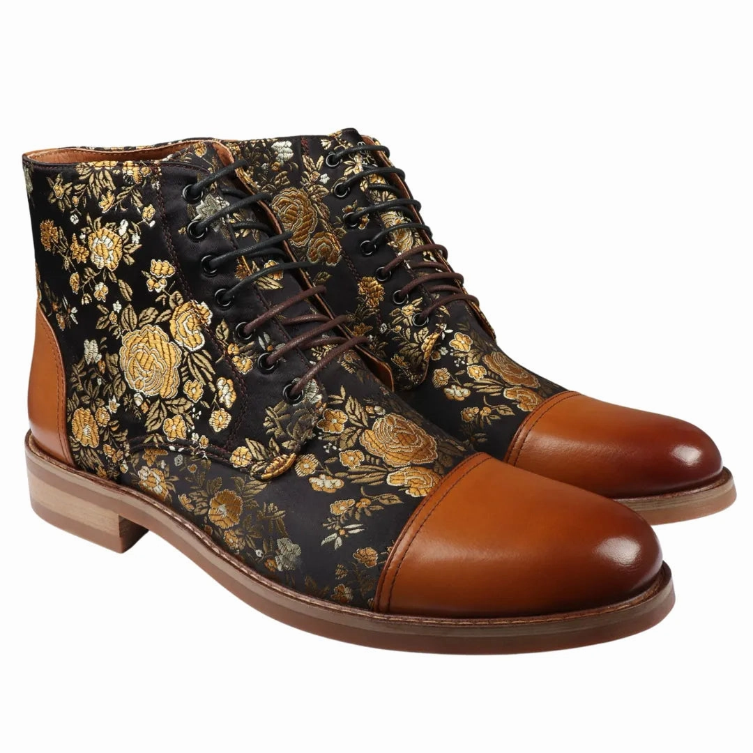 Adam Floral Print Oxford Ankle Boots