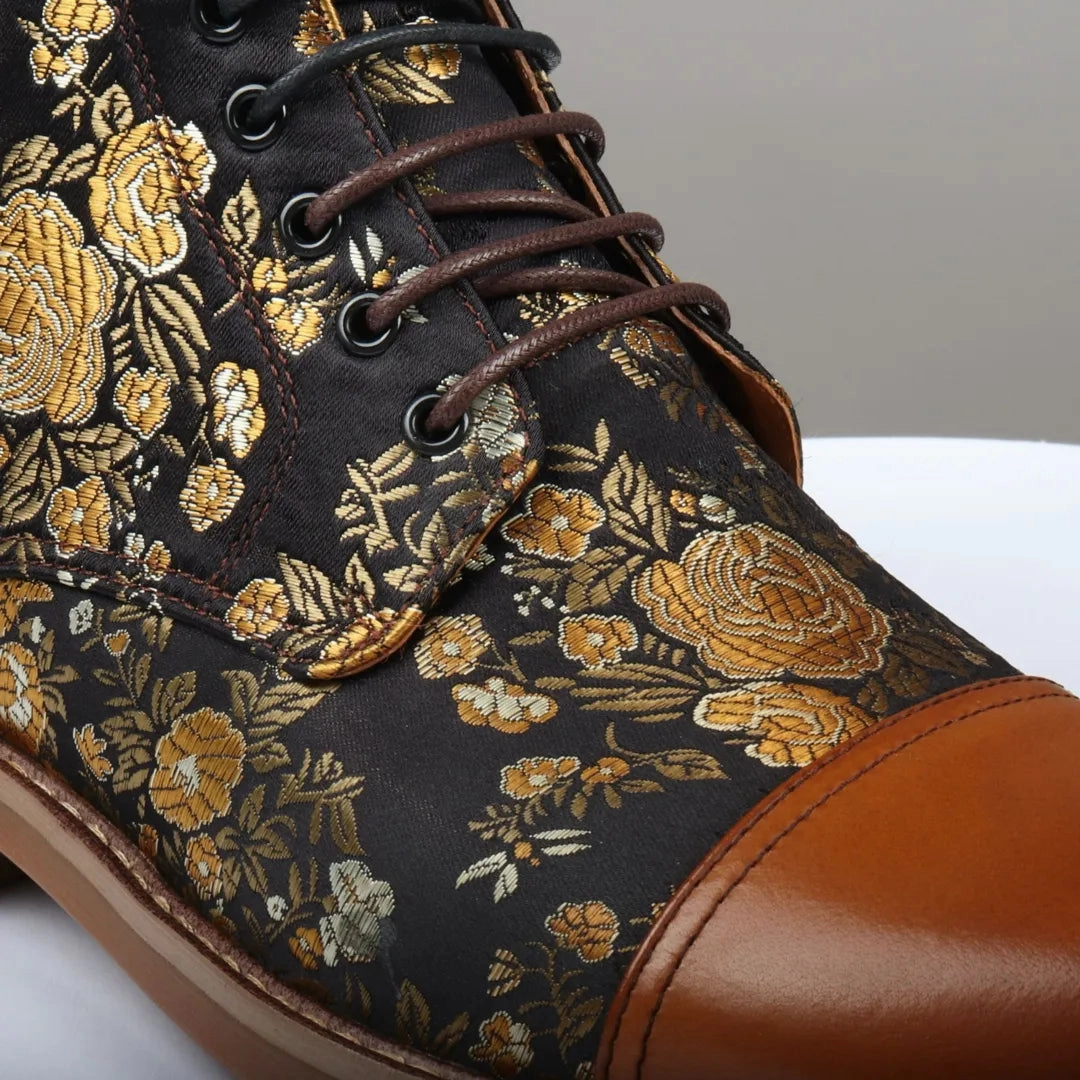 Adam Floral Print Oxford Ankle Boots