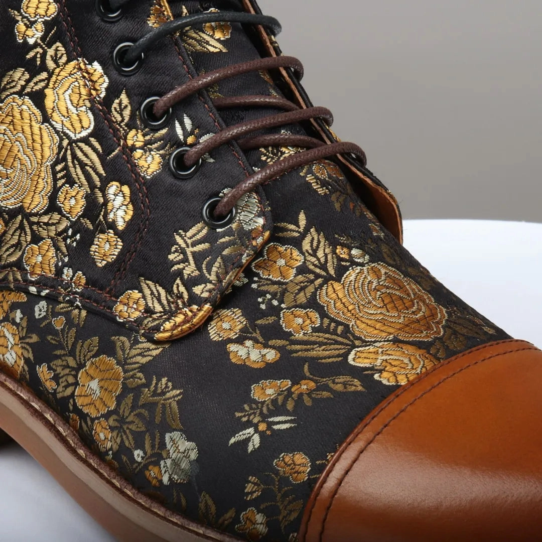 Adam Floral Print Oxford Ankle Boots