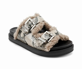 Aerosoles Olivia Womens US 8.5 Natural Snake Print Faux Shearling Sandals KHD352 Womens Sandals with big discounts