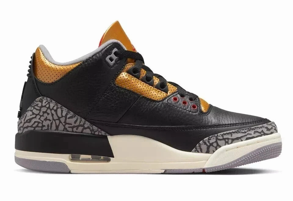 Air Jordan 3 CK9246-067 Sneaker Women's US 5 Black Gold Lifestyle Shoes GBNC286