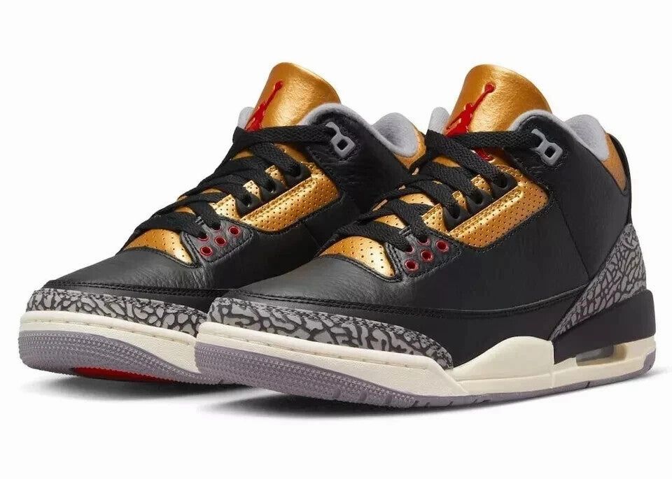 Air Jordan 3 CK9246-067 Sneaker Women's US 5 Black Gold Lifestyle Shoes GBNC286