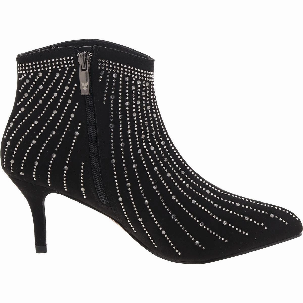 Alannis Womens Faux Suede Rhinestone Ankle Boots