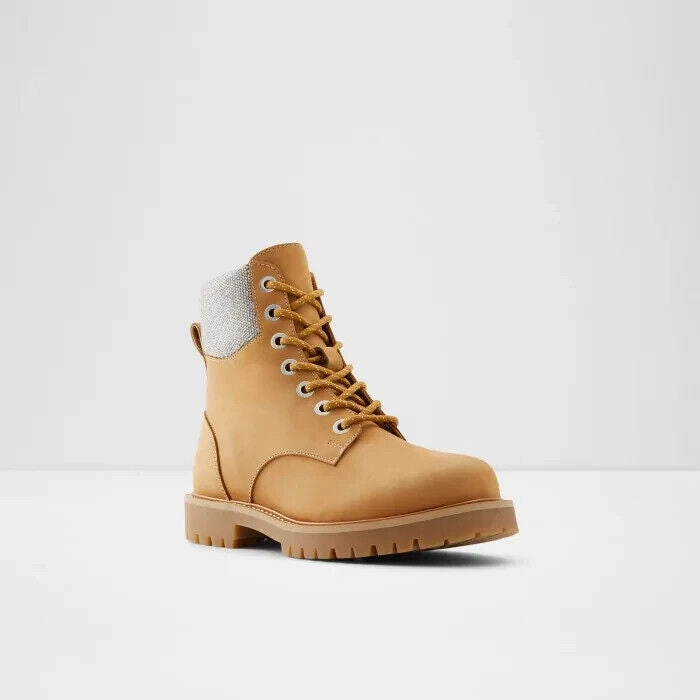 Aldo Prae Boot Women's US 5 Brown Leather Zipper Round Toe Ankle Combat KHD634 Top-rated Womens Boots outlet