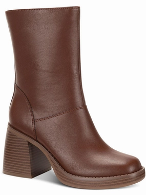 Aleenn Womens Stacked Round Toe Mid-Calf Boots Womens Dress Boots for less
