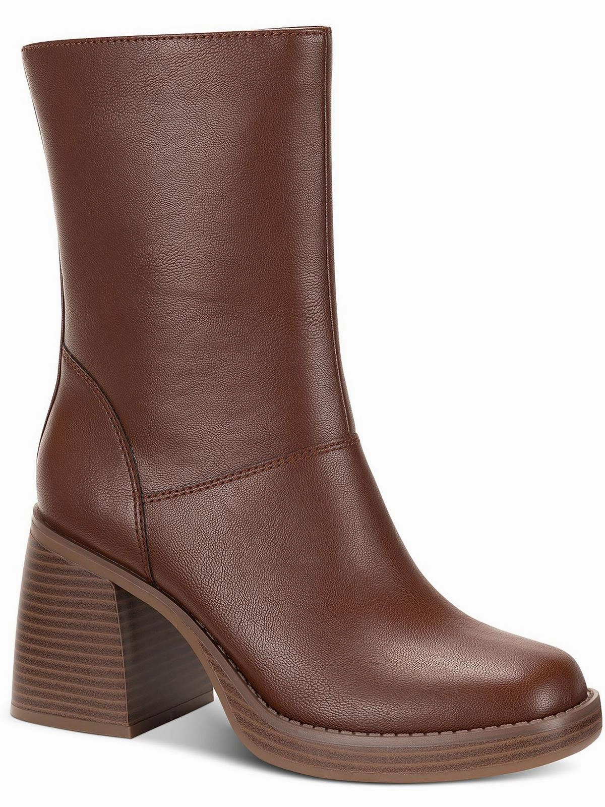 Aleenn Womens Stacked Round Toe Mid-Calf Boots