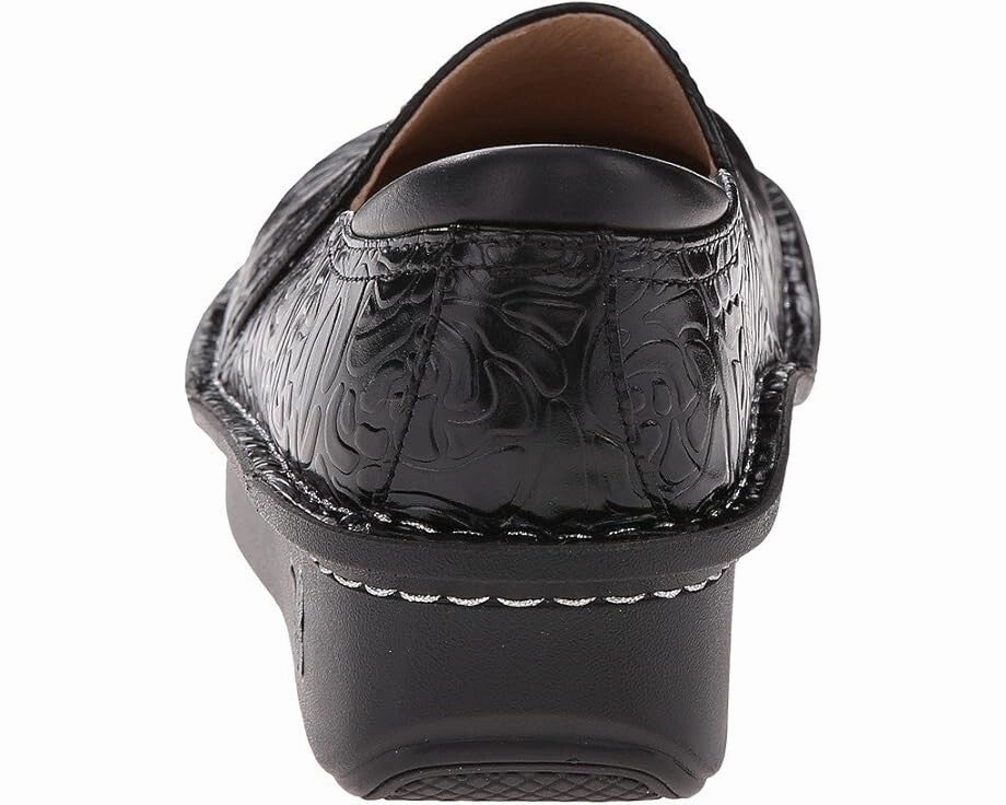 Alegria Debra Clog Women 42 Black Emboss Leather Round Toe Slip On Shoes KHD2616 (Black,42)