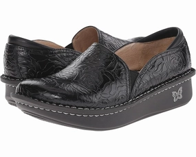 Alegria Debra Clog Women 42 Black Emboss Leather Round Toe Slip On Shoes KHD2616 (Black,42) Womens Sports Shoes clearance