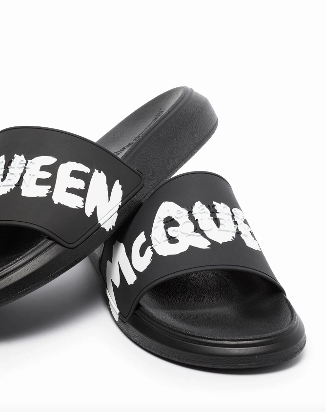 Alexander McQueen graffiti-logo slip-on slides
