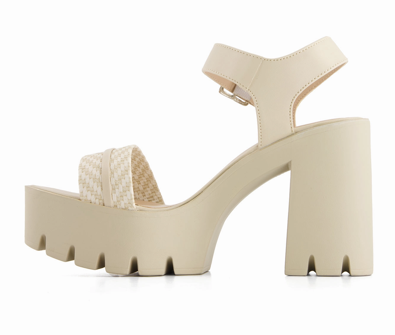 Andrea Women's Ankle Strap Serrated Sole Heeled Sandals