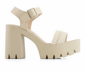Andrea Women's Ankle Strap Serrated Sole Heeled Sandals Stylish Womens Slides & Sandals