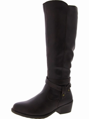 Anissa Womens Faux Leather Block Heel Knee-High Boots Hot sale Womens Boots