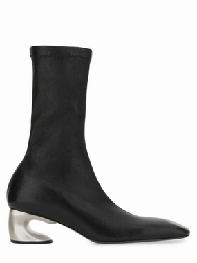 Ankle-High Leather Boots With Sculptural Heel Discount Stylish Womens Boots