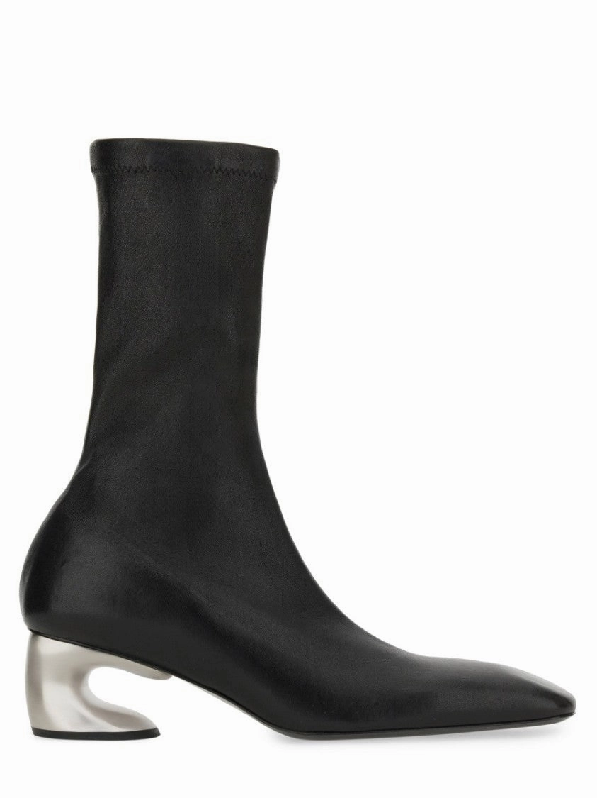 Ankle-High Leather Boots With Sculptural Heel Discount Stylish Womens Boots