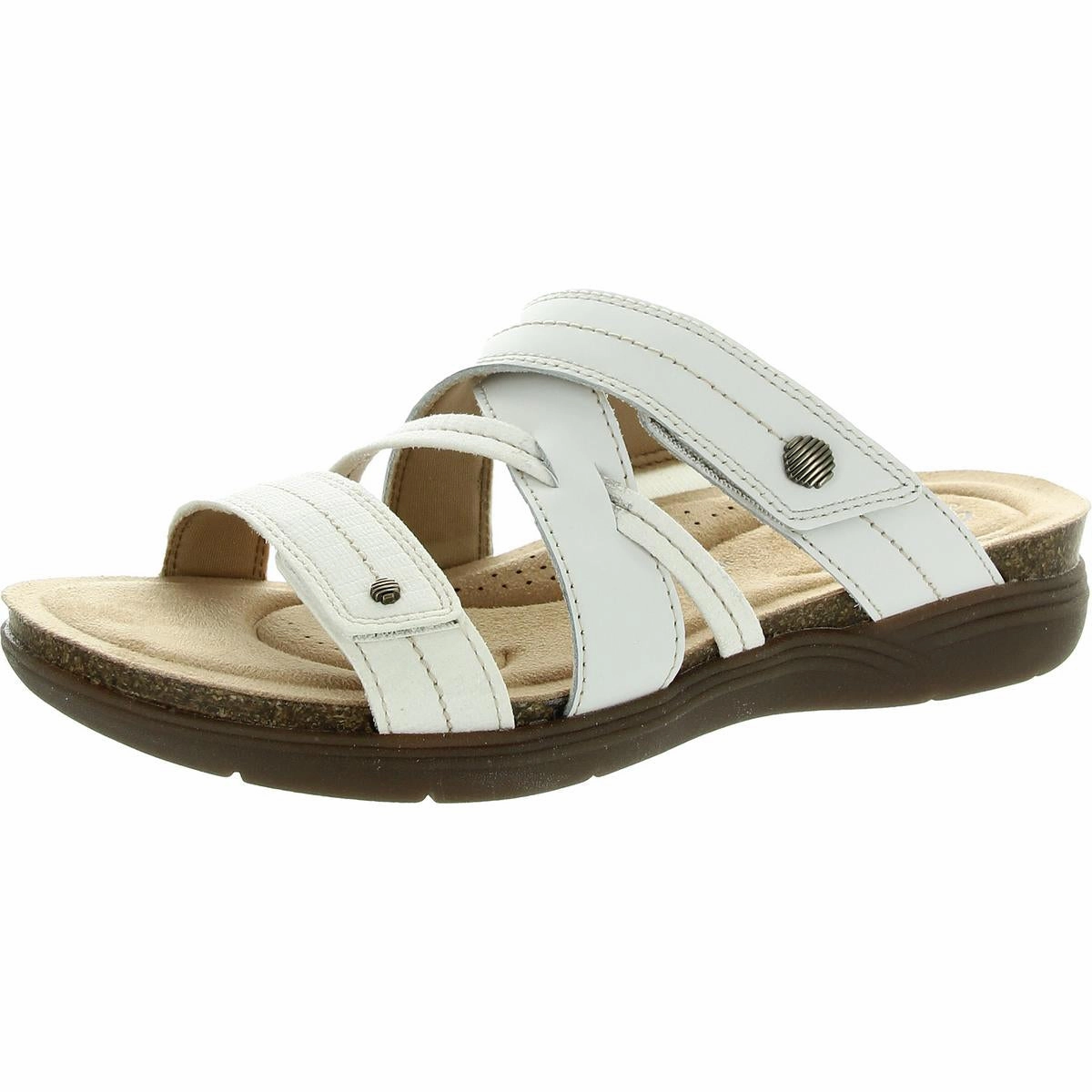 April Willow Womens Faux Leather Strappy Slide Sandals