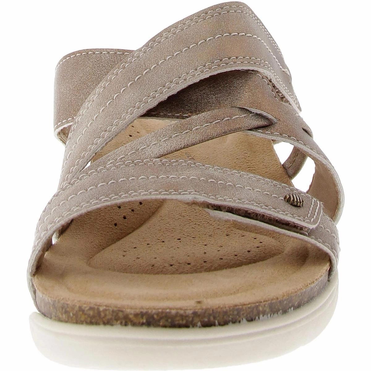April Willow Womens Faux Leather Strappy Slide Sandals