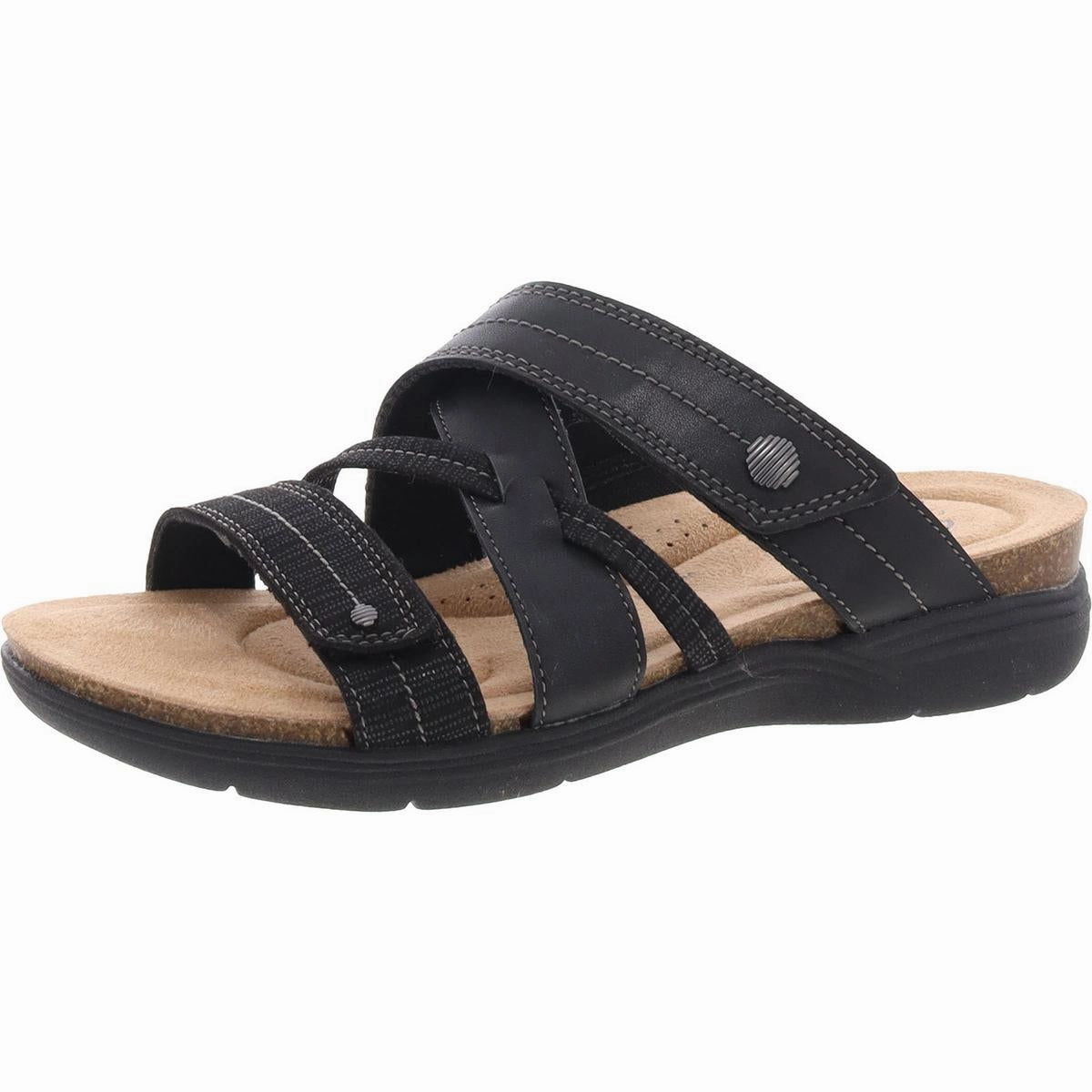 April Willow Womens Faux Leather Strappy Slide Sandals