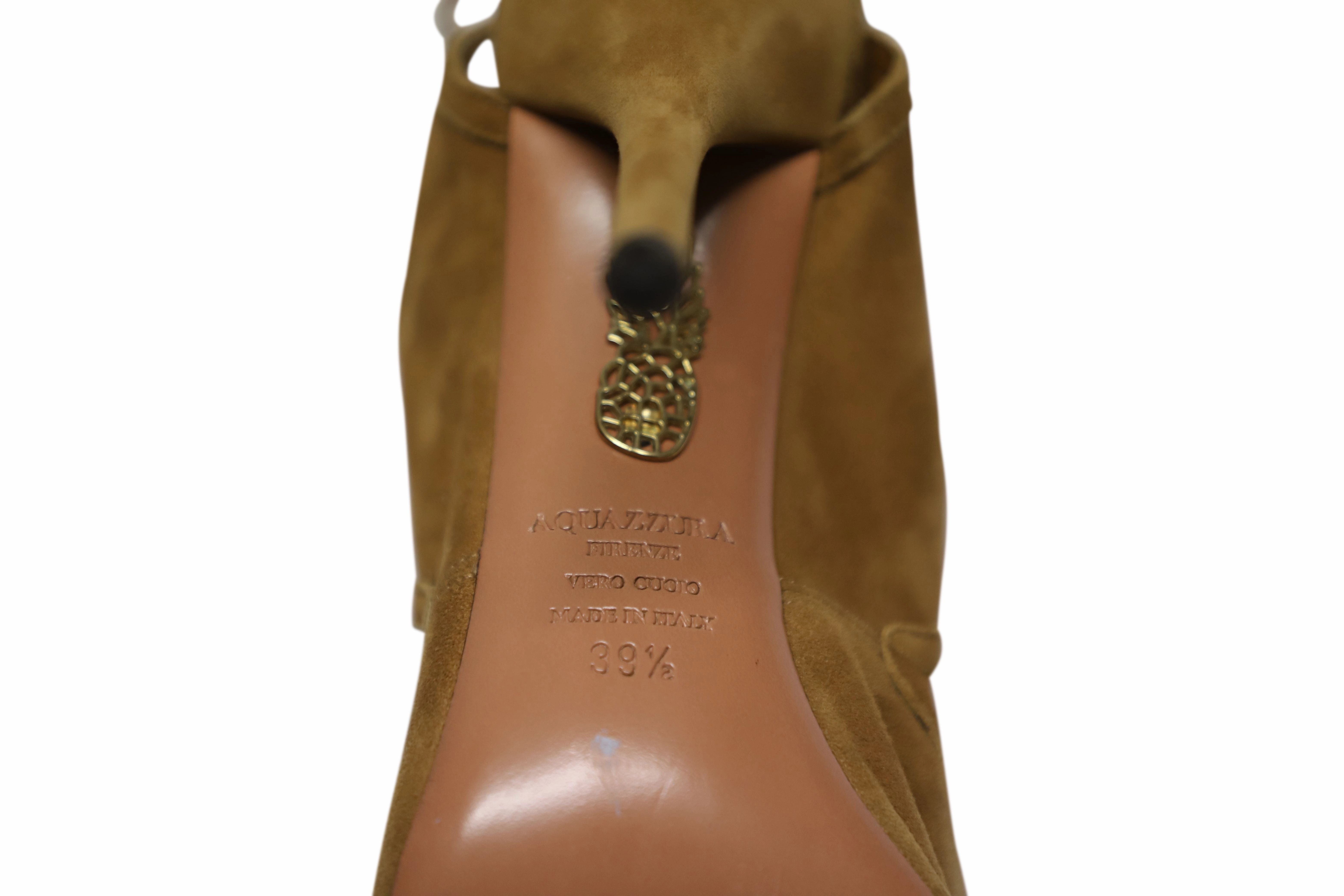 Aquazzura Cut Out Sandals in Brown Suede