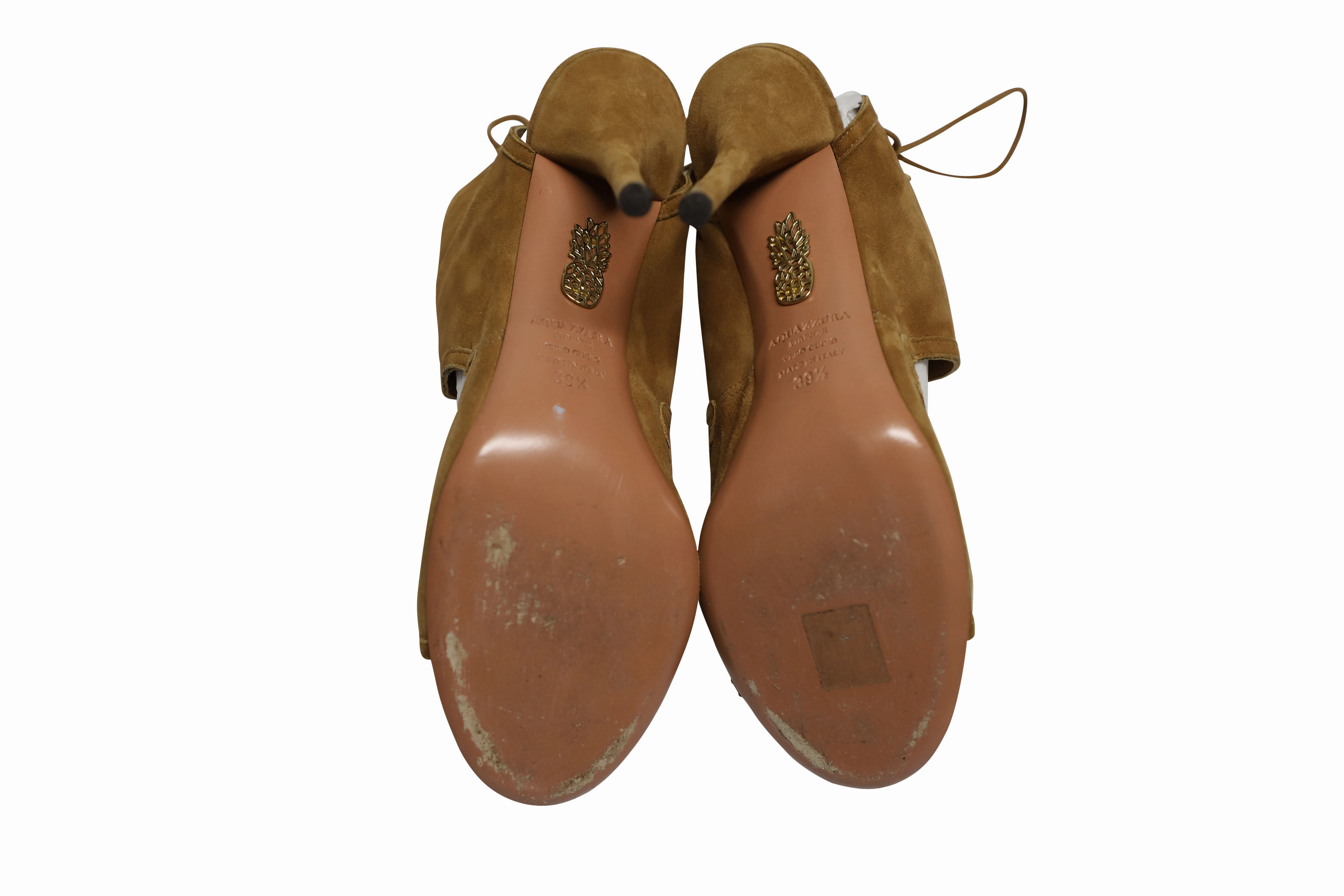 Aquazzura Cut Out Sandals in Brown Suede
