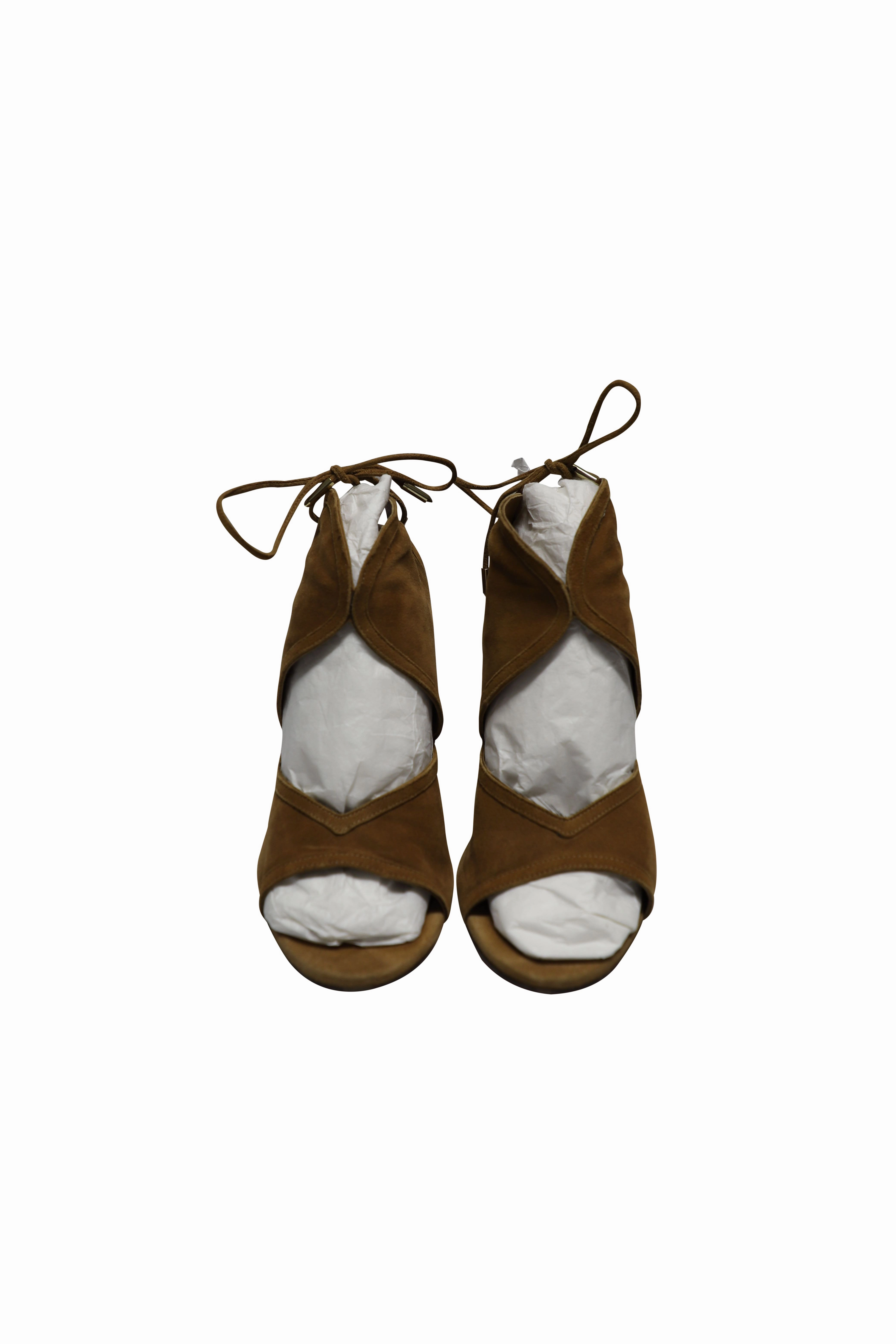 Aquazzura Cut Out Sandals in Brown Suede