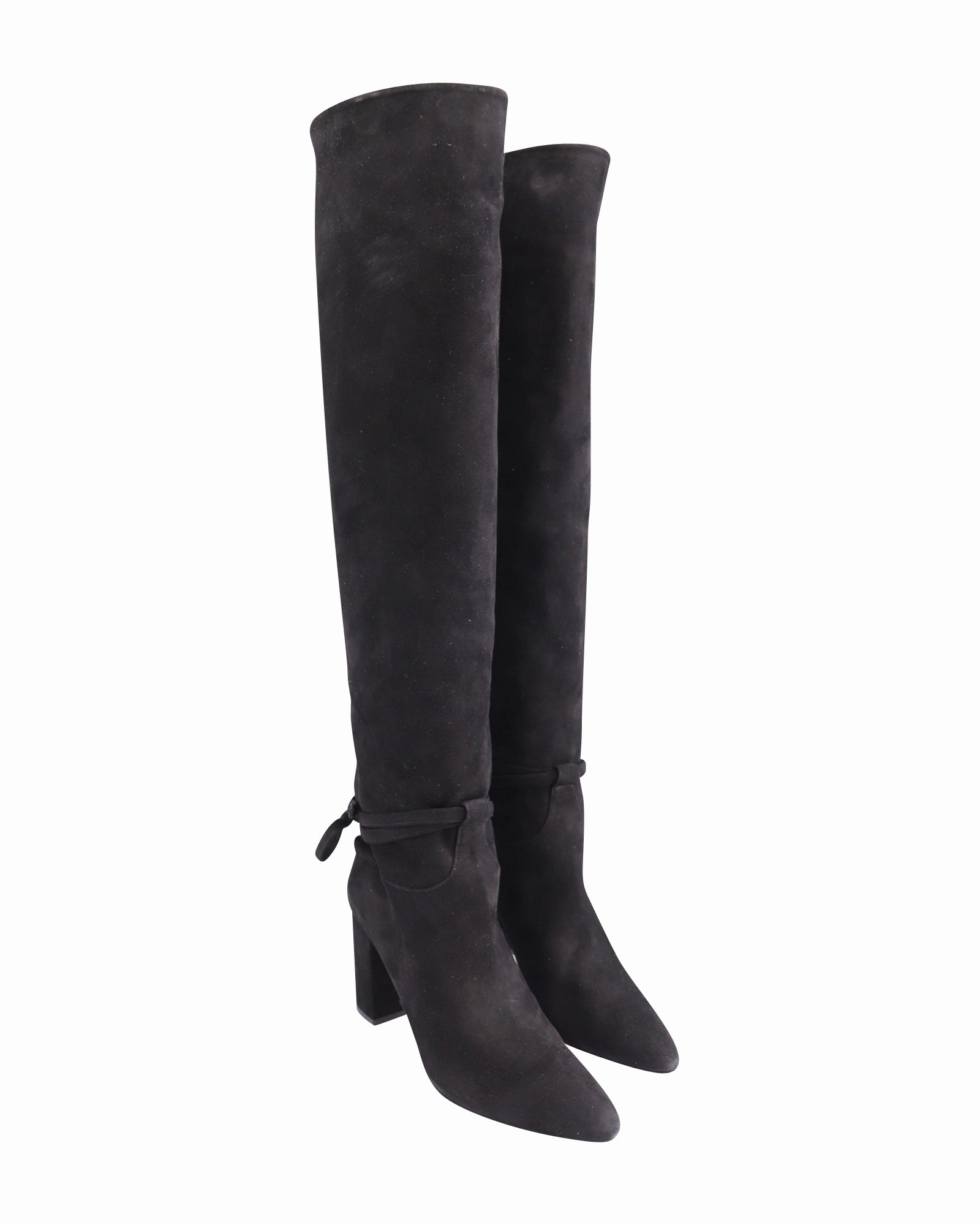 Aquazzura Milano 85 Boots in Black Suede