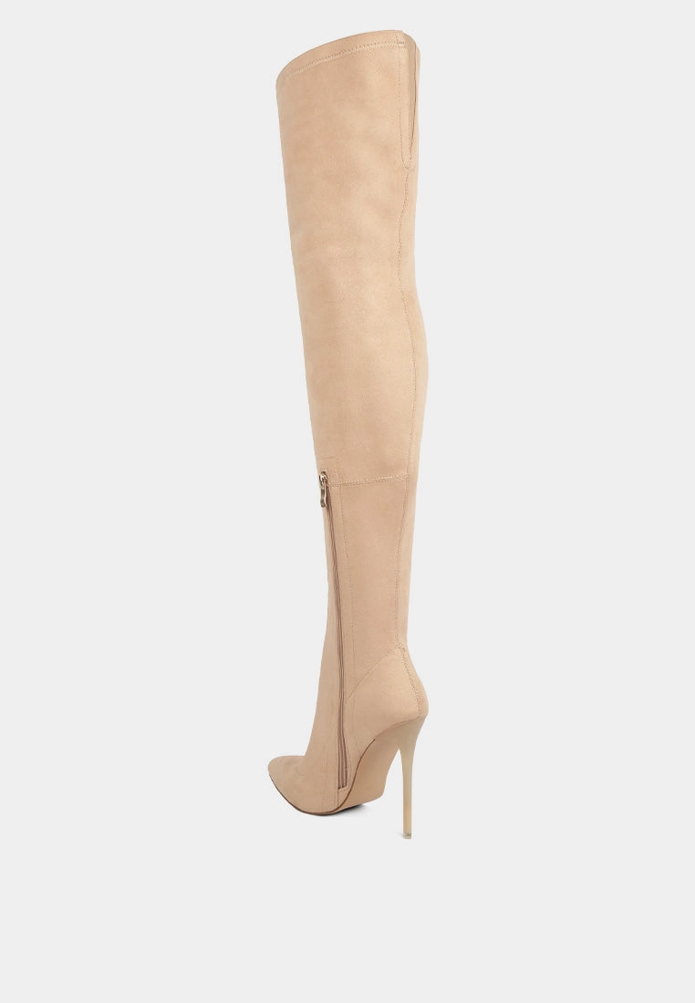 atelier stretch faux suede stiletto long boots