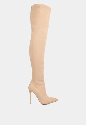 atelier stretch faux suede stiletto long boots Top-rated Womens Boots outlet