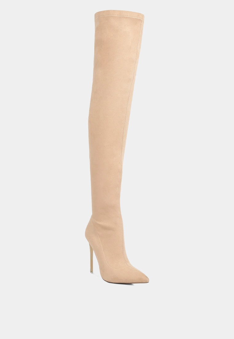 atelier stretch faux suede stiletto long boots