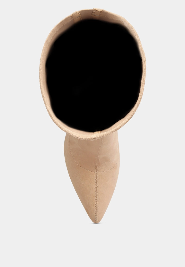 atelier stretch faux suede stiletto long boots