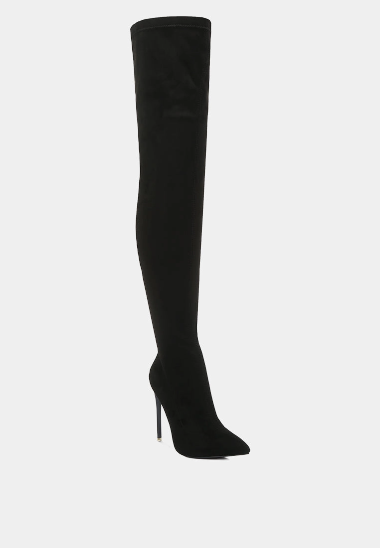atelier stretch faux suede stiletto long boots