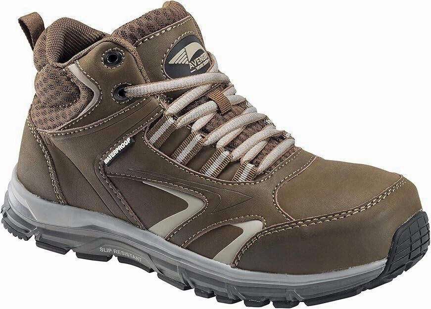 Avenger Thresher Work Boots Womens 9.5 Brown Leather Waterproof Alloy Toe ZPO680 (Brown,9.5 (Women's)) Mens Sneakers & Athletic Shoes outlet