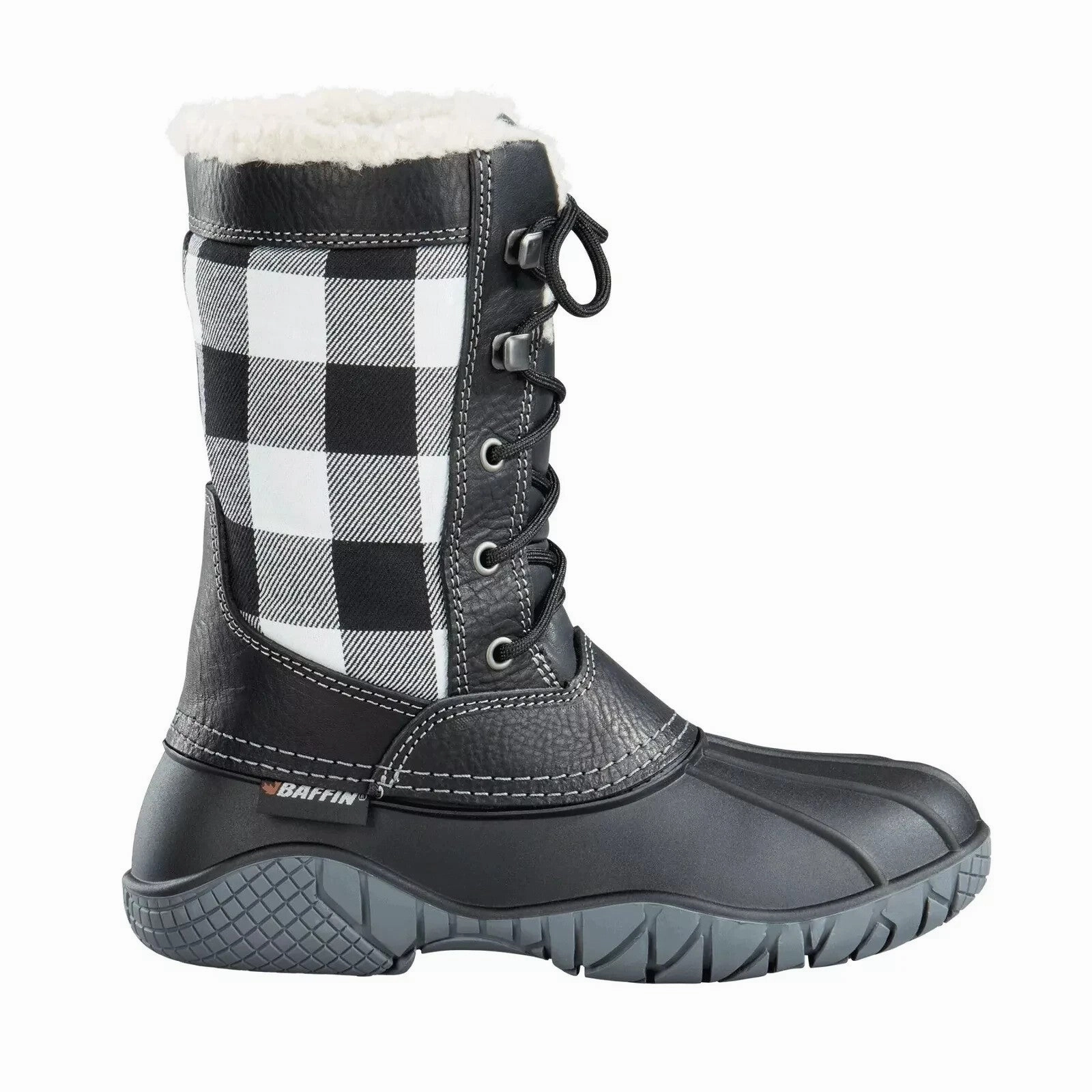 Baffin Jasper Women Black Plaid Leather Waterproof Insulated Winter Boots Rock69