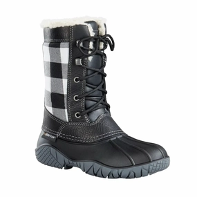 Baffin Jasper Women's US 7 Black Leather Check Round Toe Winter Boots ZPO2465 Womens Boot Deals Today