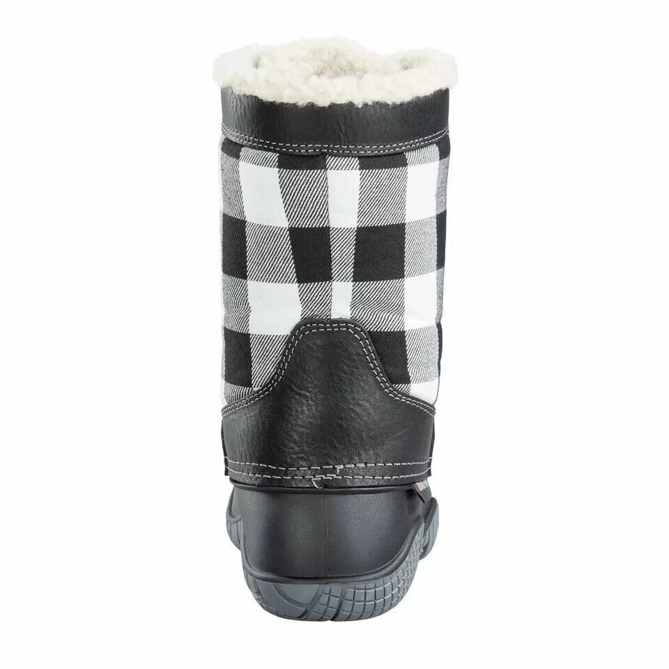 Baffin Jasper Women's US 7 Black Leather Check Round Toe Winter Boots ZPO2465