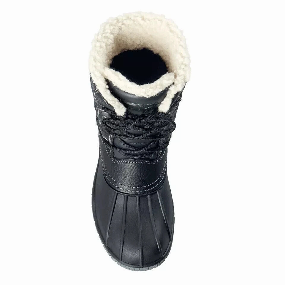 Baffin Jasper Women's US 7 Black Leather Check Round Toe Winter Boots ZPO2465