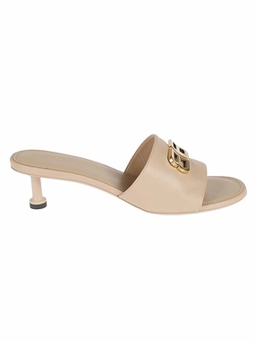 Balenciaga Women's Leather Groupie Heeled Mules Stylish Womens Slides & Sandals