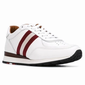 Bally Aston Men's 6205287 White Leather Sneakers Cheap Mens Athletic Sneakers