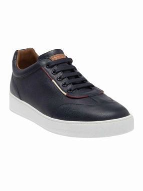 Bally Baxley 6230469 Men's Blue Bovine Grained Leather Sneakers Cheap Mens Athletic Sneakers