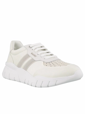 Bally Bison 6230656 Men's White Lamb Leather Sneakers Cheap Mens Athletic Sneakers