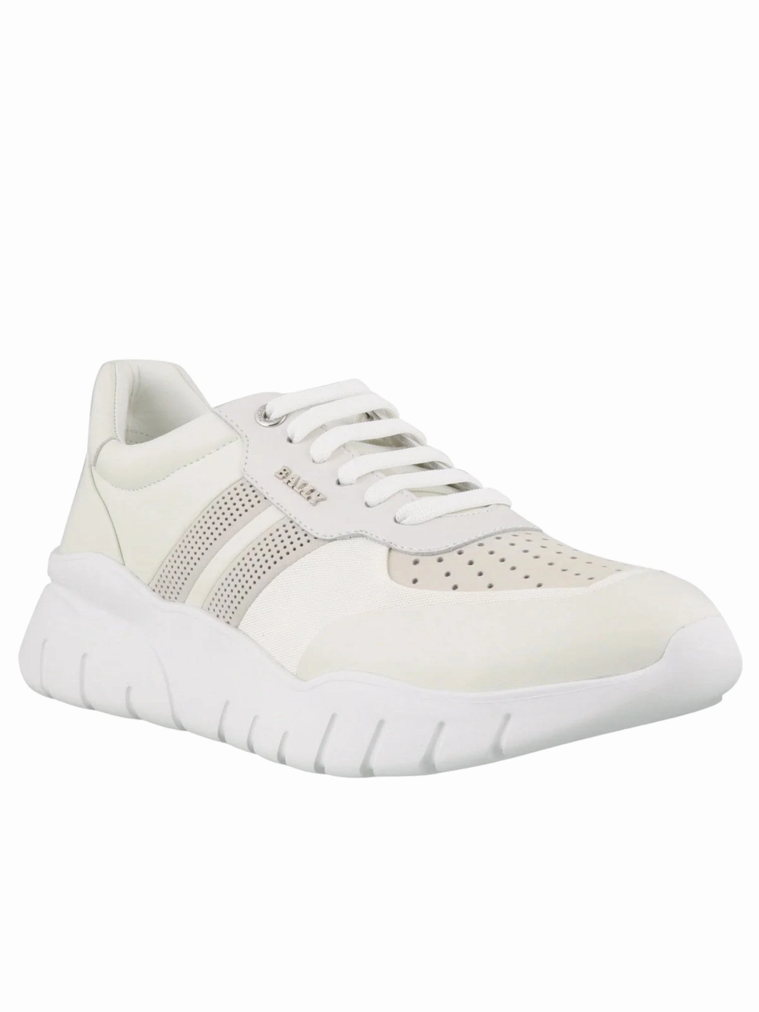 Bally Bison 6230656 Men's White Lamb Leather Sneakers Cheap Mens Athletic Sneakers