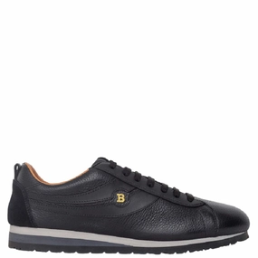 Bally Bredy 6222737 Men's Black Deer Leather Sneakers Cheap Mens Athletic Sneakers