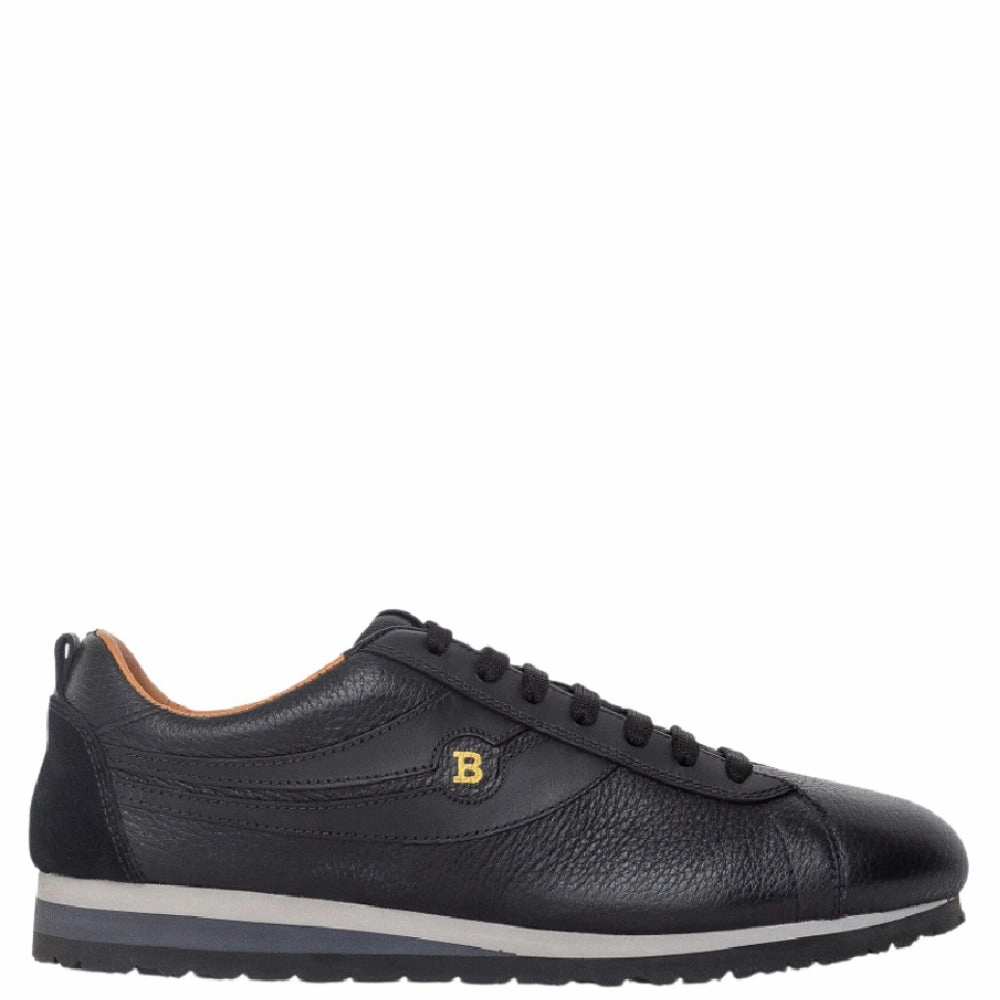 Bally Bredy 6222737 Men's Black Deer Leather Sneakers Cheap Mens Athletic Sneakers