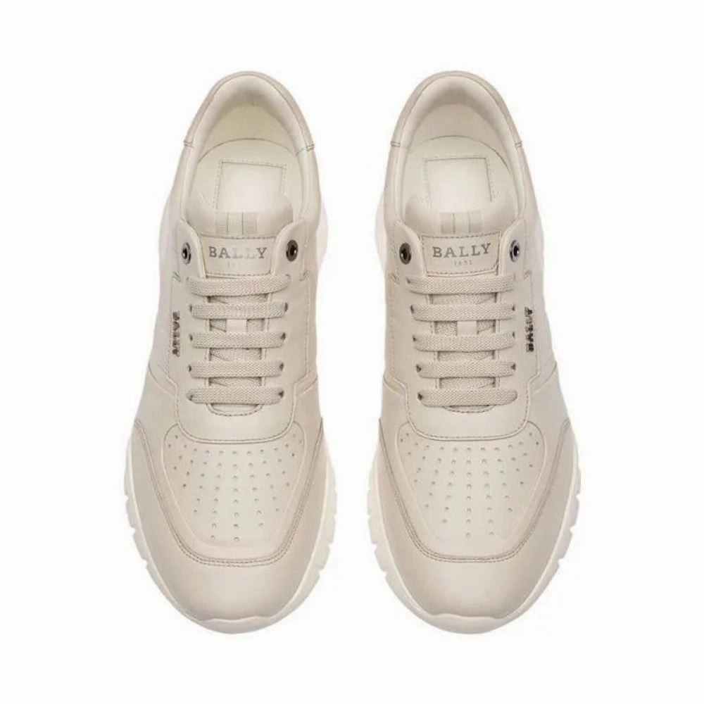 Bally Brinkley 6239585 Men's Dusty White Calf Leather Sneakers
